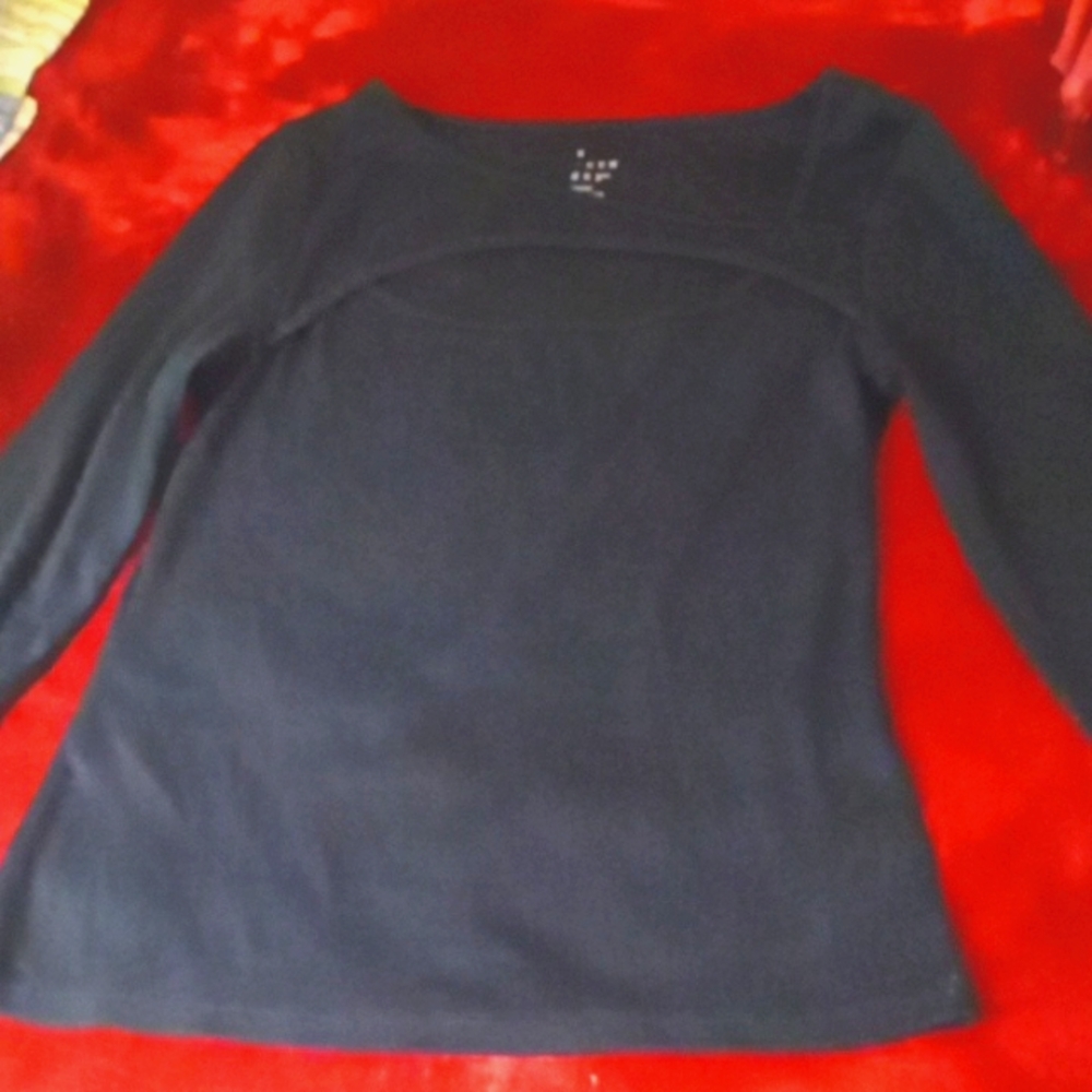 A New Day Cutout Neck Black Long Sleeve Top Excellent Condition - Picture 4 of 4